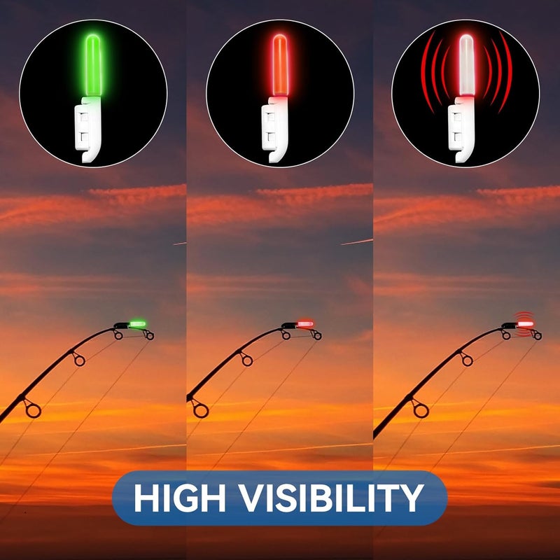 DunkTeam 6PCS Night Fishing Rod Fish Strike Alert, Fishing Glow Sticks, LED Fishing Alarm, Fishing Bite Alarm Light with 8PCS CR425 Battery - Image 5